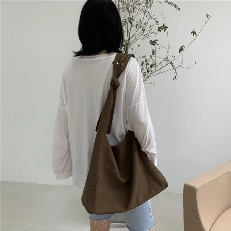 Canvas Crossbody Shoulder Bag Large Capacity Casual Retro Style Hobos Bag