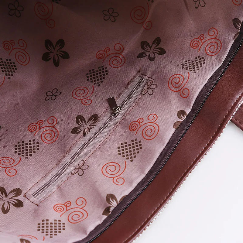 Women Canvas Daily Large Capacity Zipper Shoulder Tote Bag