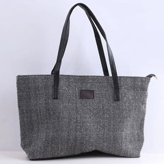 Women Canvas Daily Large Capacity Zipper Shoulder Tote Bag