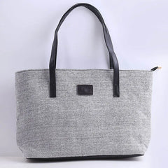 Women Canvas Daily Large Capacity Zipper Shoulder Tote Bag