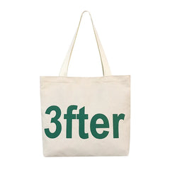 Canvas Shoulder Bag Letter Print Ladies Casual Tote Large Capacity Beach Bag