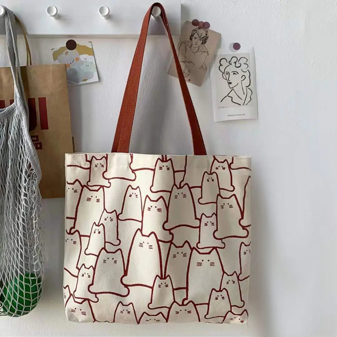 Women Canvas Shoulder Bag Grocery Handbag School Tote Bag