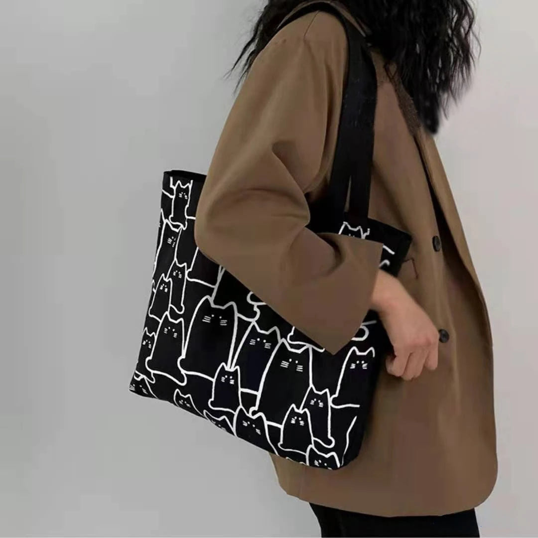 Women Canvas Shoulder Bag Grocery Handbag School Tote Bag