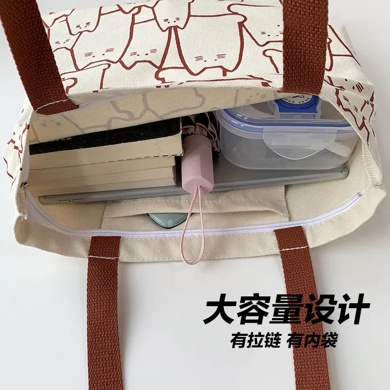 Women Canvas Shoulder Bag Grocery Handbag School Tote Bag
