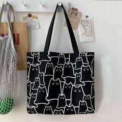 Women Canvas Shoulder Bag Grocery Handbag School Tote Bag