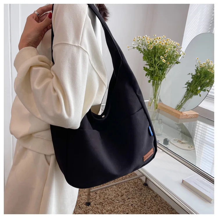 Women Canvas Handbag Underarm Shoulder Bag Ladies Casual Tote Bag