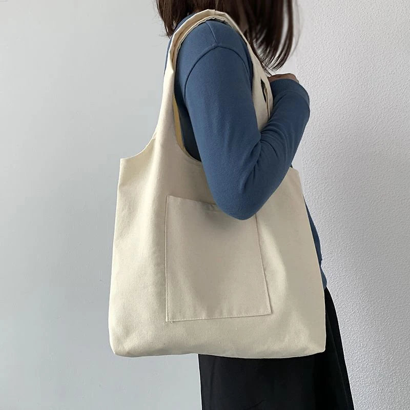 Cat Printed Canvas Handbag Large Capacity Beach Tote Bag