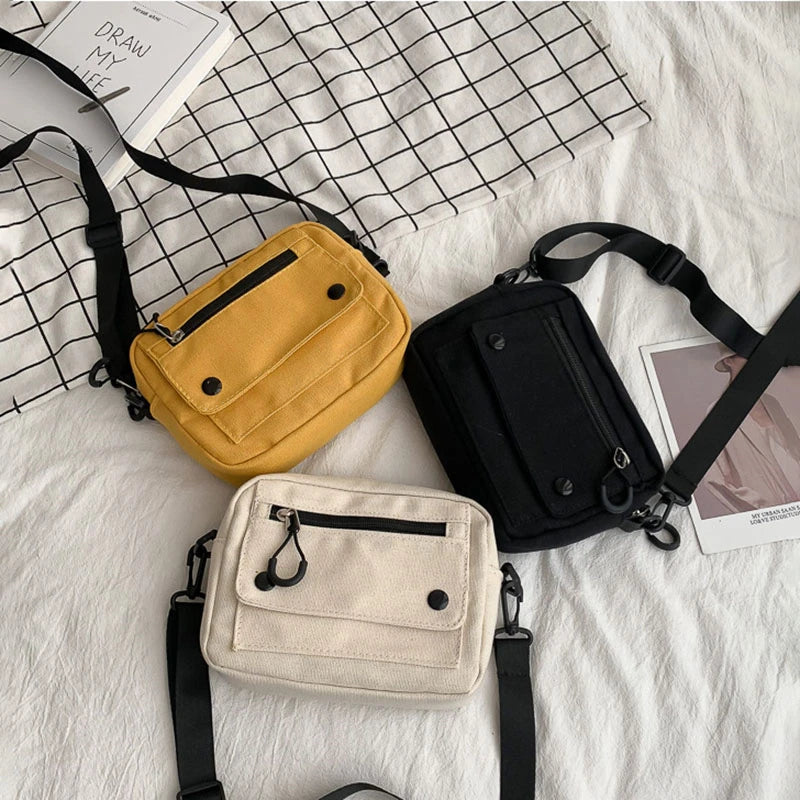 Women Canvas Mini Student Crossbody Bag Cell Phone Casual Ladies