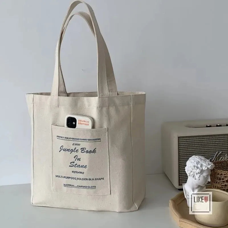 Jungle Book Print Canvas Shoulder Bag Women Casual Tote Large Capacity