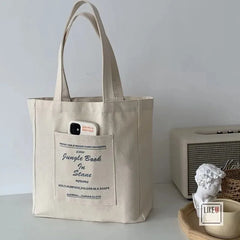 Jungle Book Print Canvas Shoulder Bag Women Casual Tote Large Capacity