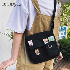 Women Canvas Harajuku Crossbody Tote for Outdoor Traveling