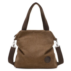 Women Canvas Large Capacity Casual Tote Bag Solid Shoulder Bag