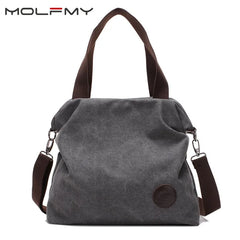 Women Canvas Large Capacity Casual Tote Bag Solid Shoulder Bag