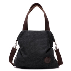 Women Canvas Large Capacity Casual Tote Bag Solid Shoulder Bag