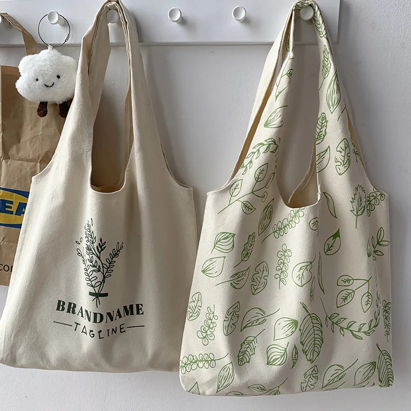 Canvas Flower Tote Shopper Bag Eco Reusable Shopping Bag Girl Beach Travel