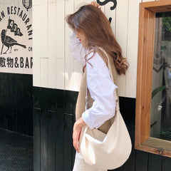 Large Capacity Canvas Messenger Bag Women Shoulder Crossbody Zipper Purse