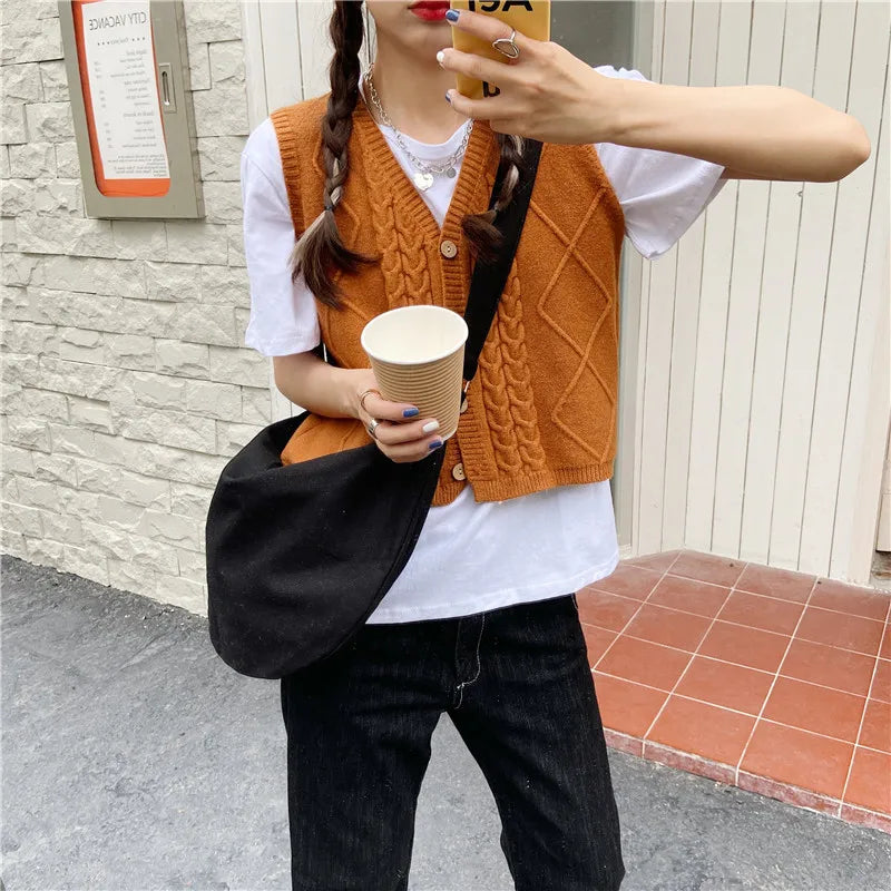 Large Capacity Canvas Messenger Bag Women Shoulder Crossbody Zipper Purse