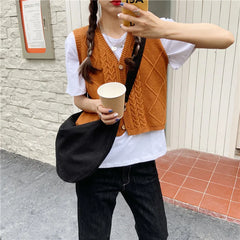 Large Capacity Canvas Messenger Bag Women Shoulder Crossbody Zipper Purse