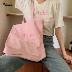 Babe Letters Print Canvas Shopping Bag Eco Handbag Tote