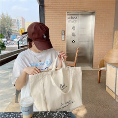 Women Canvas Shopping Bag Ladies Bookstore Printed HandBag Female Eco Shoulder B