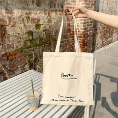 Women Canvas Shopping Bag Ladies Bookstore Printed HandBag Female Eco Shoulder B
