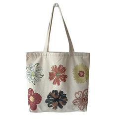 Flower Canvas Shopping Bag Large Capacity Shoulder Tote Handbag