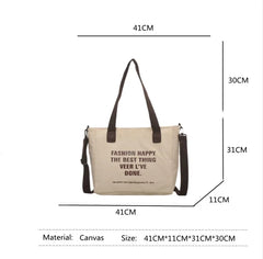 Women Canvas Shopping Bag Letter Printing Casual Eco-friendly Tote Handbag