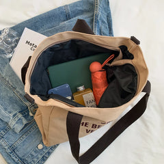 Women Canvas Shopping Bag Letter Printing Casual Eco-friendly Tote Handbag