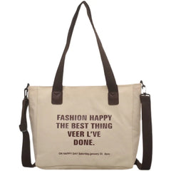 Women Canvas Shopping Bag Letter Printing Casual Eco-friendly Tote Handbag