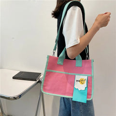 Women Canvas Shopping Bag Letters Print Female Cotton Cloth Shoulder Bag