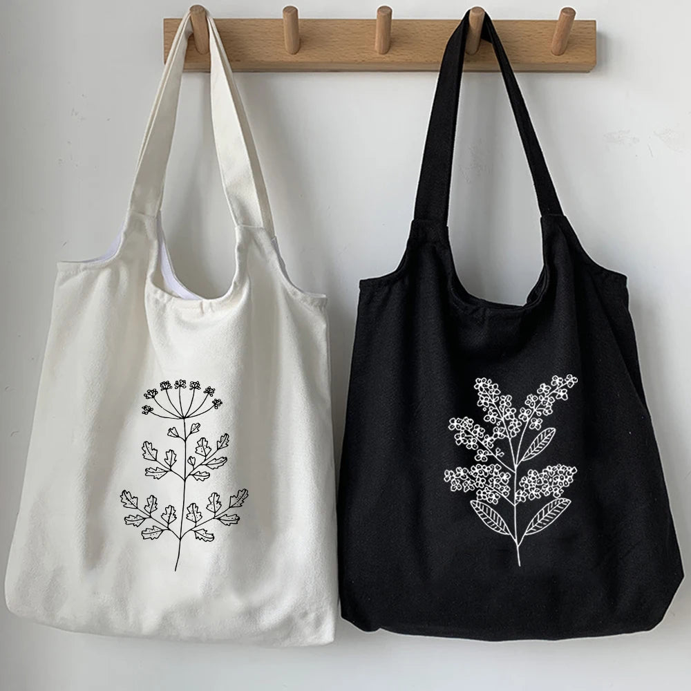 Vintage Print Canvas Shoulder Bag Eco Handbag Tote Grocery Shopper