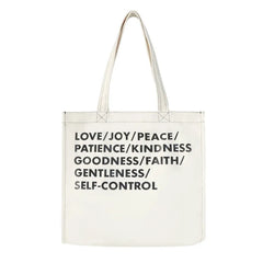 Women Canvas Shopping Bag Love Peace Letter Print Eco Handbag Tote