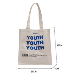 YOUTH Letters Print Canvas Shopping Bag Eco Handbag Tote