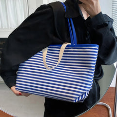 Women Canvas Shopping Bag YOUTH stripe Print Female Cotton Cloth Shoulder Bag