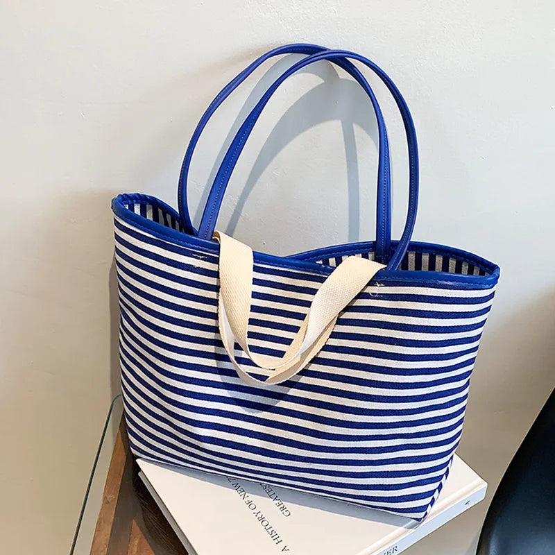 Women Canvas Shopping Bag YOUTH stripe Print Female Cotton Cloth Shoulder Bag