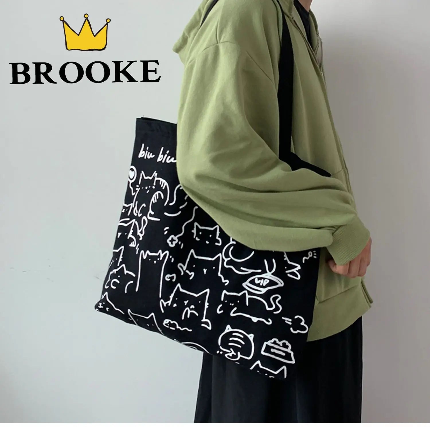 Women Canvas Shopping Bags Eco Reusable Foldable Shoulder Bag