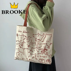 Women Canvas Shopping Bags Eco Reusable Foldable Shoulder Bag