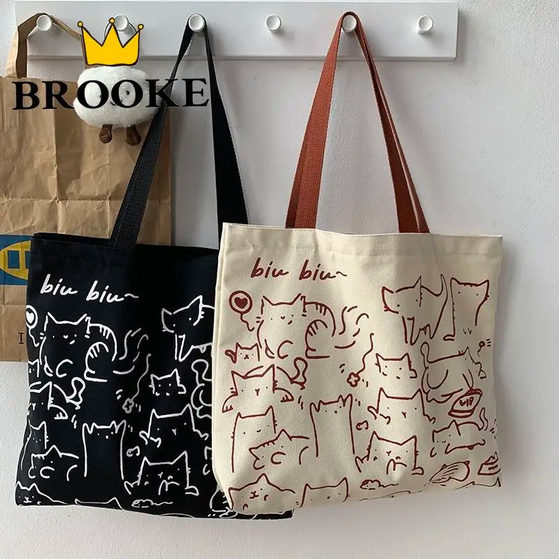 Women Canvas Shopping Bags Eco Reusable Foldable Shoulder Bag