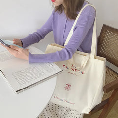 Women Canvas Shopping Bags Large Reusable Grocery Bag Eco Friendly