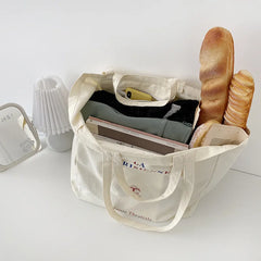 Women Canvas Shopping Bags Eco Friendly Reusable Grocery Bag Large Tote