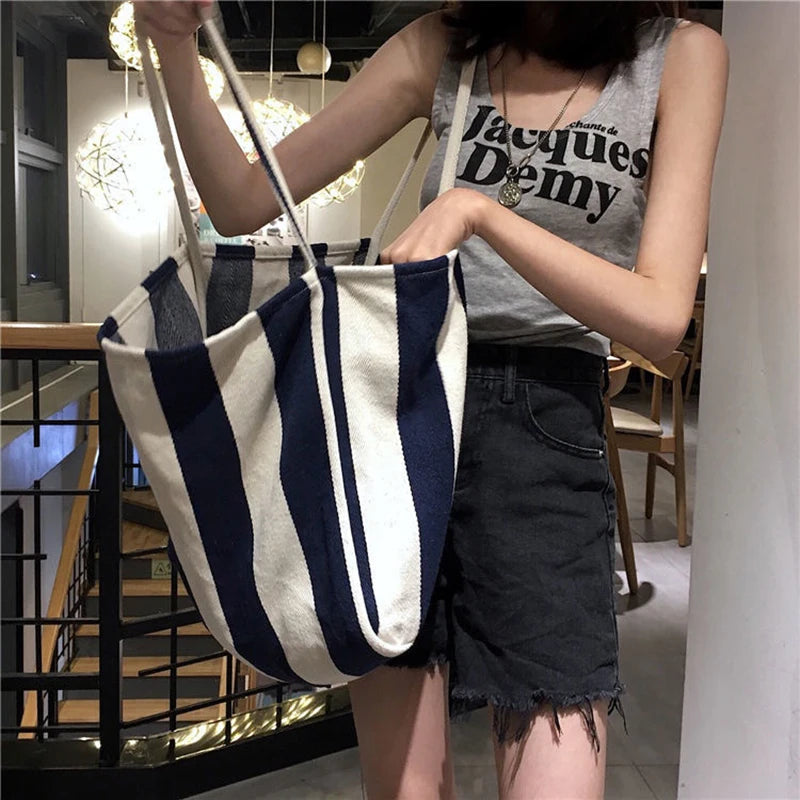 Women Canvas Shopping Bags Large Capacity Shoulder Bag Tote Bag