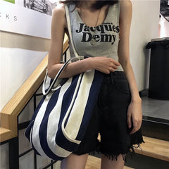 Women Canvas Shopping Bags Large Capacity Shoulder Bag Tote Bag