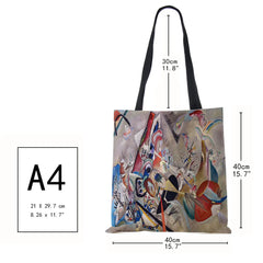 Women Canvas Shoulder Bag Abstract Casual Shopper Eco Reusable Storage Handbag