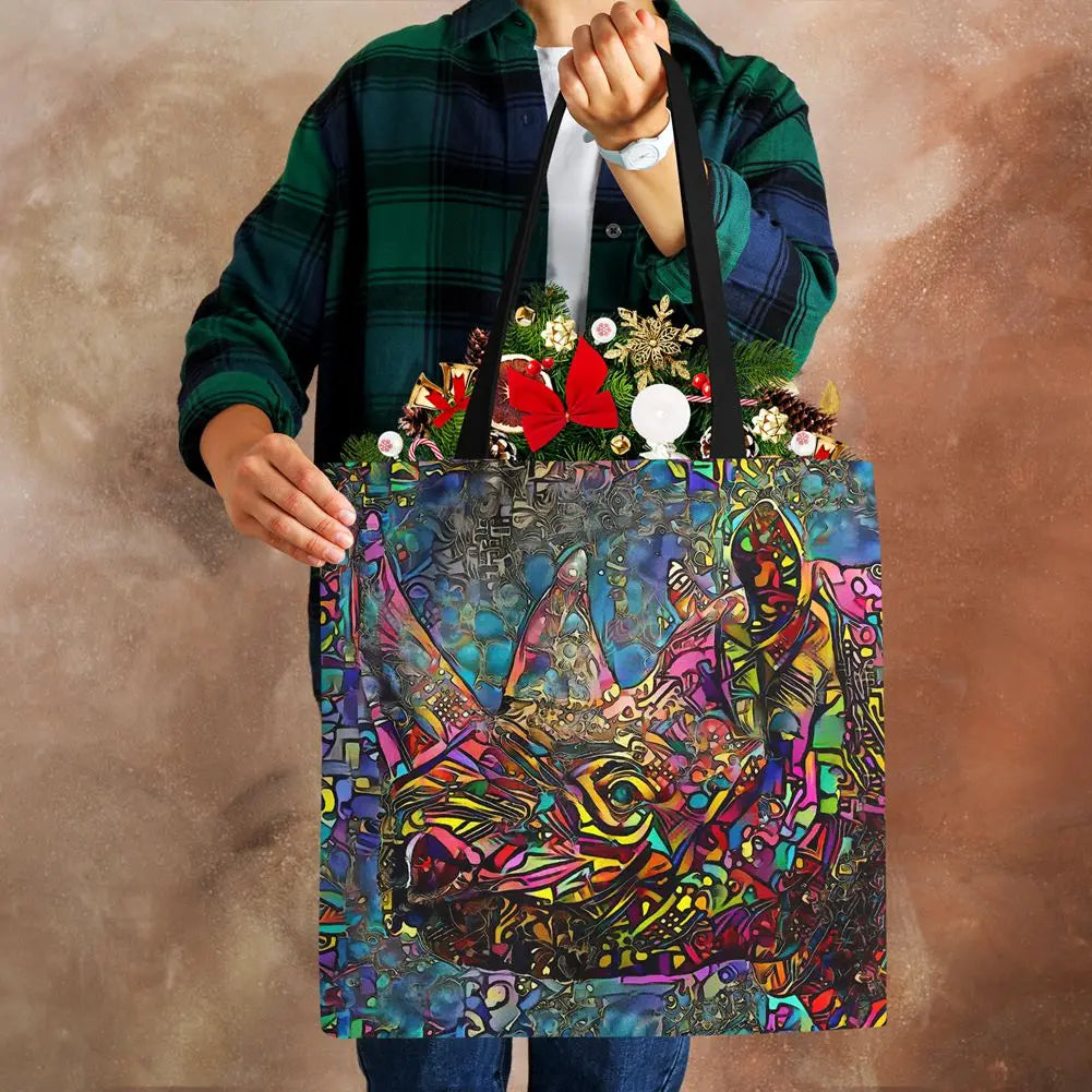 Women Canvas Shoulder Bag Animal Abstract Eco Reusable Foldable Harajuku Tote