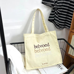 Women Canvas Shoulder Bag Embroidery Daily Shopping Handbags Tote for Girls