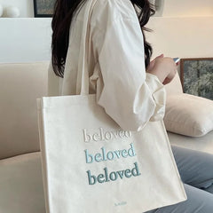 Beloved Embroidery Canvas Shoulder Bag for Women