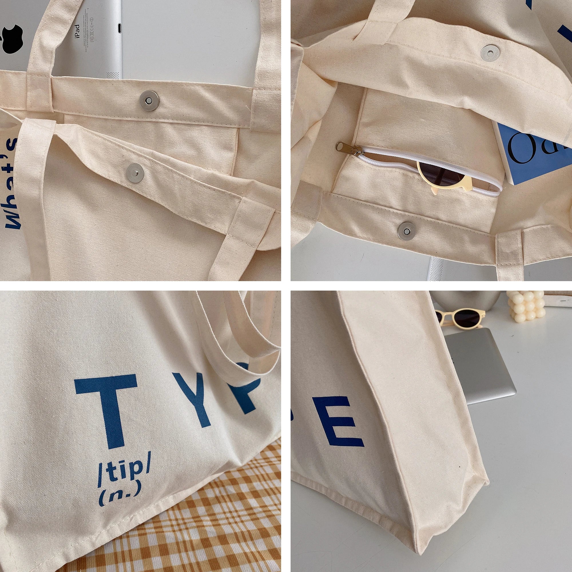 Canvas Shoulder Bag Large Capacity Totes Casual Handbags Girls Book Bags