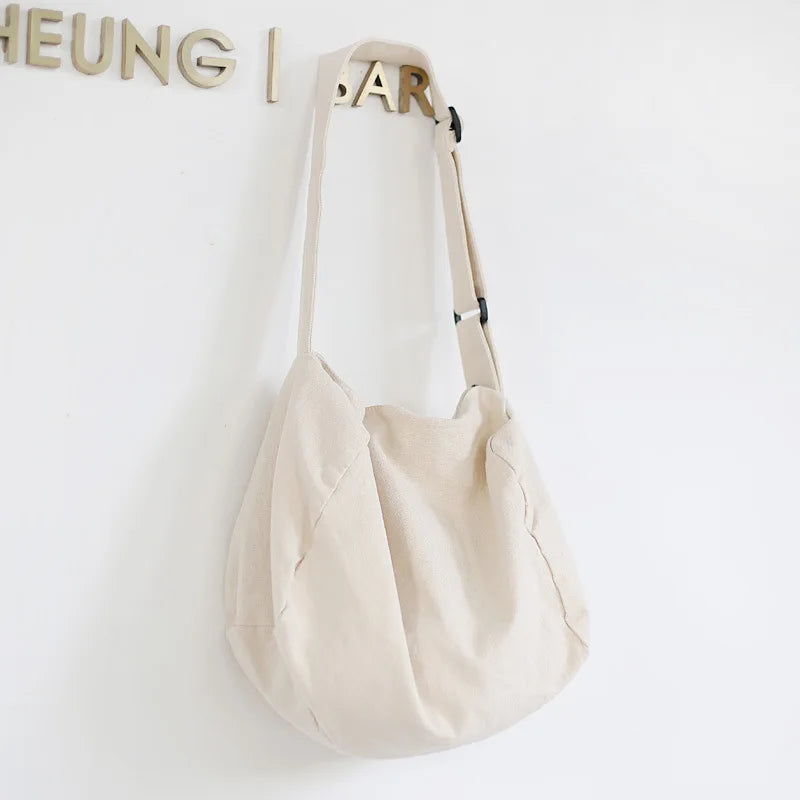 Canvas Shoulder Bag Crossbody Handbag Zipper Eco Book Bag