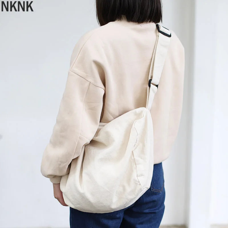 Canvas Shoulder Bag Crossbody Handbag Zipper Eco Book Bag