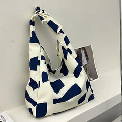 Women Canvas Shoulder Bag Cow Print Shopping Bags Style Tote Handbag